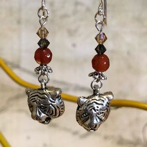 Tiger Earrings - Tiger Jewelry, Carnelian